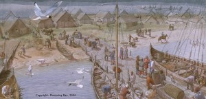 Rappresentazione di un porto vichingo (Flemming Bau)