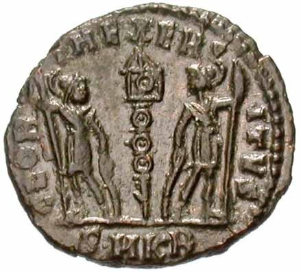 Moneta rinvenuta nella sepoltura - Delmatius 335 d.C. (Progetto Archeologico Alberese-facebook)