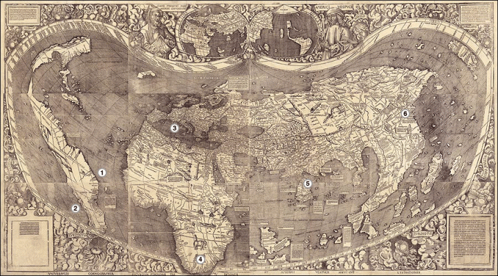 La mappa di Waldseemüller del 1507 (BBC)