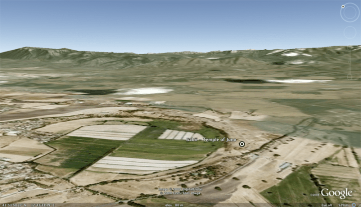 Vista di Gabii dal bordo del cratere vulcanico (Gabii Project)