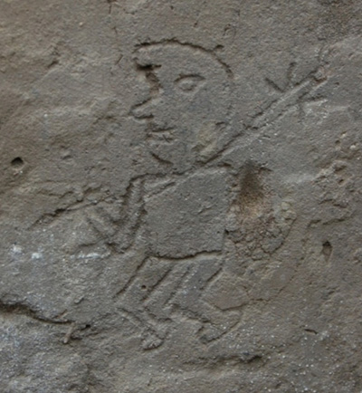 Raffigurazione di un guerriero Moche armato di mazza (Edward Swenson)