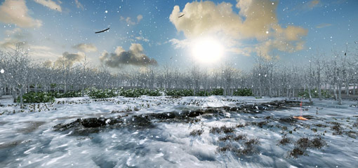 Ricostruzione artistica di un fuoco in una delle buche (University of Birmingham)