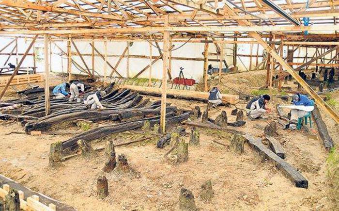 Il cantiere dello scavo dell'università di Istanbul a Yenikapi, sul Bosforo (ANSA)