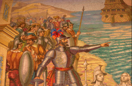 Il conquistador Francesco Pizarro in un dipinto conservato nella cattedrale di Lima in Perù (Wikimedia Commons)