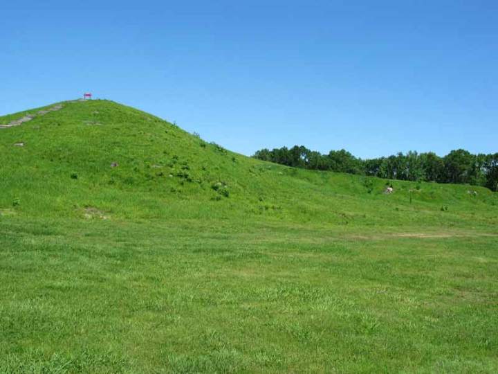 (Sharon Broussard, Poverty Point Mound A, looking north northeast)