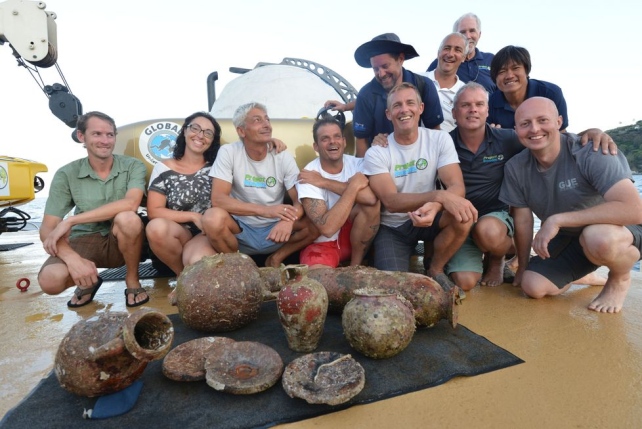 Mario Arena con la squadra della missione (Ingemar Lundgren / Global Underwater Explorer)
