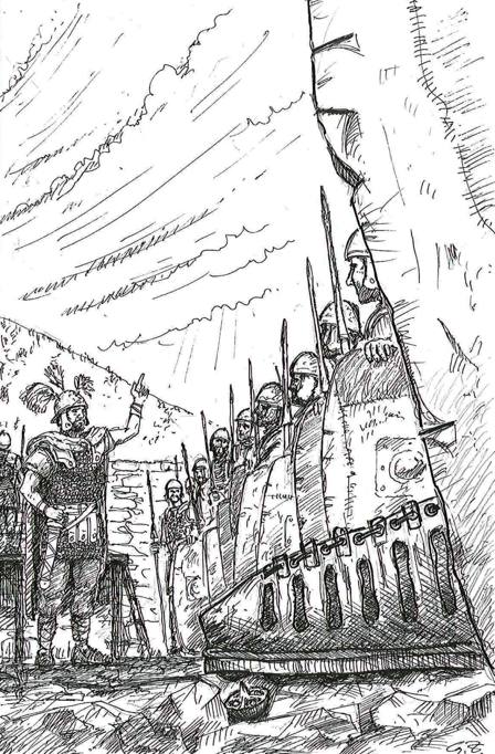 Legionari romani nel forte di Grociana Piccola (disegno di Guido Zanettini)
