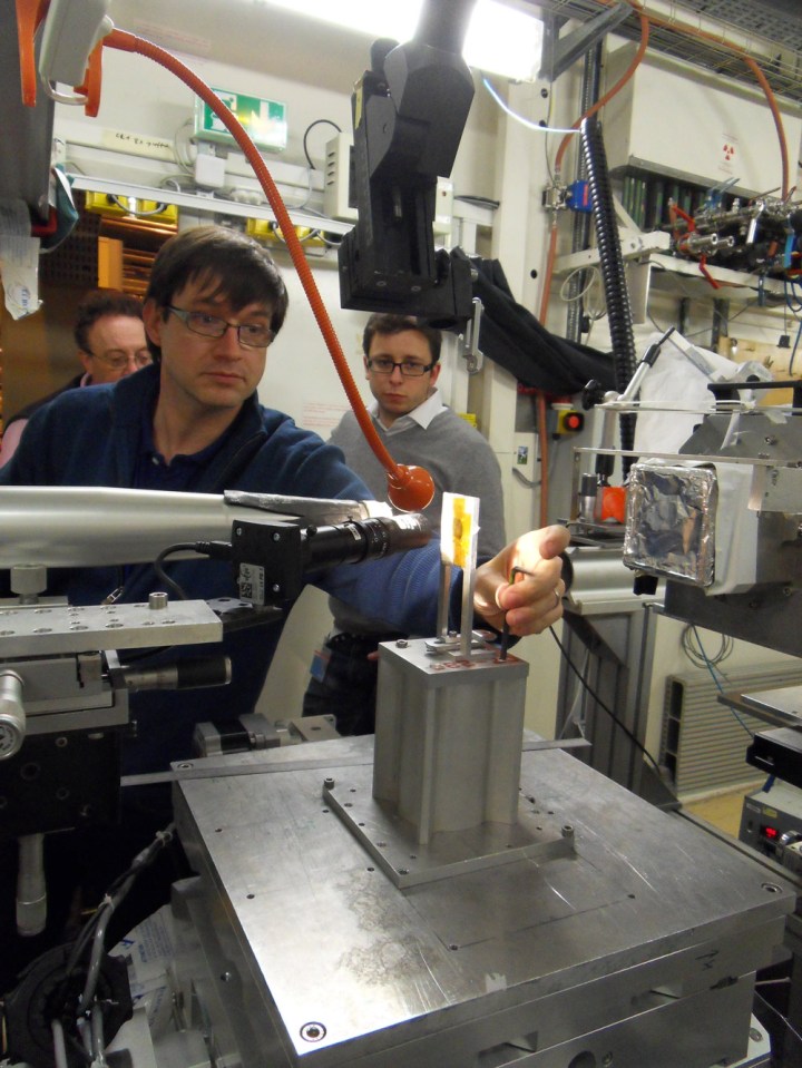 Una parte del team di ricercatori, da sinistra: C. Ferrero, J. Wright, E. Brun (D. Delattre)